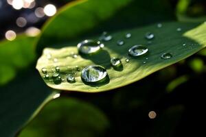 far cadere acqua su verde foglia.. foto