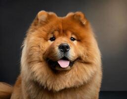 carino Chow chow su un' pianura buio sfondo foto