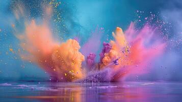 multicolore esplosione di polvere nel pastello colori foto