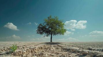 crescita di alberi nel siccità crisi vivente con albero siccità. foto