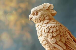 scultura di moderno di legno cockatiel con pulito Linee e liscio finire ai Immagine foto