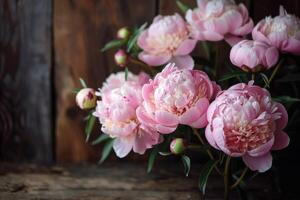 rosa peonie nel rustico fascino foto