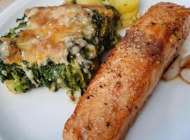 fresco salmone filetto con erbe aromatiche e spezie foto