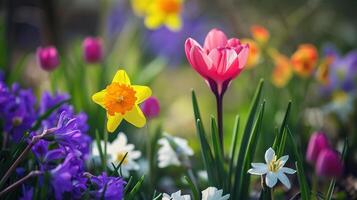 Là è un' vivace assortimento di fiori, Compreso lantane, piantato nel il giardino foto