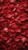 vista dall'alto composizione di bellissimo rosso rosa petali, la creazione di un' sbalorditivo sfondo con un' toccare di senza tempo bellezza. foto