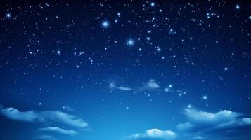 etereo blu nuvole sparpagliato attraverso un' stellato notte cielo sfondo foto