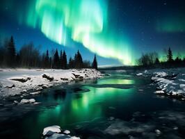 nord luci inverno paesaggio. nuovo anno concetto foto