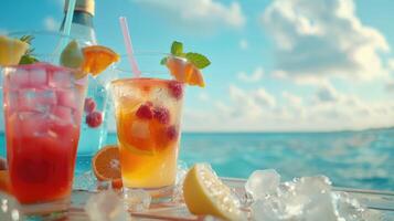 rinfrescante estate cocktail di il spiaggia. foto