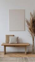 minimalista panchina con tela parete arte foto