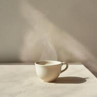 cottura a vapore caffè tazza nel mattina leggero foto