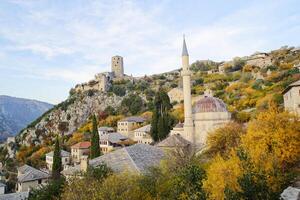 storico urbano luogo di pocitelj, un' tradizionale vecchio villaggio a partire dal bosnia e erzegovina. foto