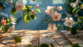 di legno tavolo coperto con vario fiori foto