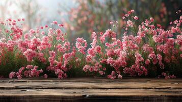 rosa fiori su di legno tavolo foto