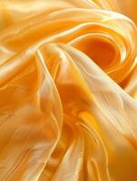mandarino arancia raso con lussuoso pieghe drappeggio languidamente, evidenziazione il radiante lucentezza di il vivace tessuto. foto