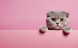 gatto, amore il tuo animale domestico giorno, striscione, saluto carta, sociale media, rosa sfondo foto