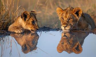 cucciolo affascinato di riflessione foto