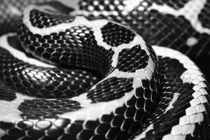 ai generato nero e bianca serpente pelle foto
