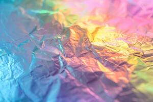 ai generato astratto sfocatura olografico arcobaleno Foglio iridescente sfondo foto