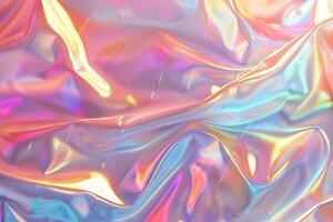 ai generato astratto olografico Foglio struttura con arcobaleno colori per cyberpunk parete. foto