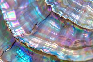 ai generato iridescente madre di perla conchiglia struttura modello. foto