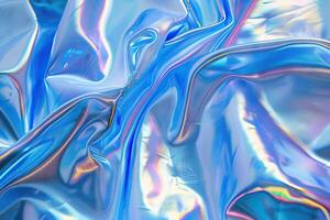 ai generato olografico stile struttura sfondo riflessivo tessuto leggero blu multicolore iridescente foto