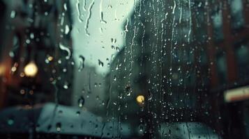 ai generato illustrazione di gocce di pioggia su finestre foto