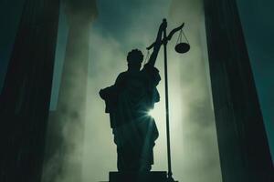 ai generato statua di giustizia silhouette tema. foto