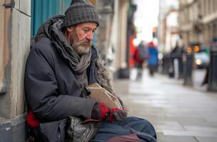 ai generato urbano solitudine con un' libro foto