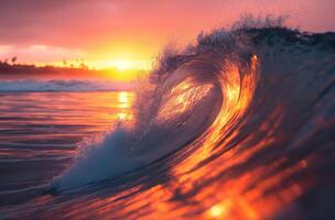 tramonto onda nel mare foto