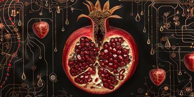 arte esecuzione di Melograno frutta con astratto sfondo foto