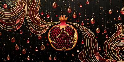 arte esecuzione di Melograno frutta con astratto sfondo foto