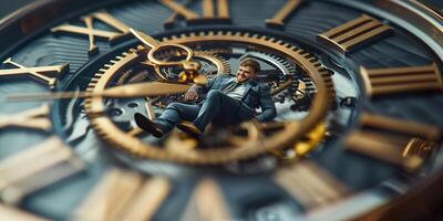 uomo con un' orologio concetto per attività commerciale, marketing e tempo gestione di un' riuscito uomo foto