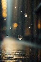 sfondo di pioggia su sfocato bokeh foto