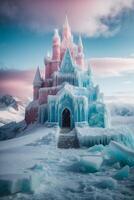 congelato castello nel il neve foto