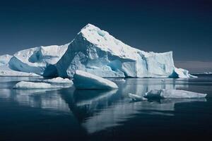 iceberg a notte nel il oceano con un' latteo modo nel il sfondo foto