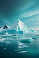 iceberg galleggiante nel il acqua con nuvole nel il sfondo foto