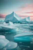 iceberg galleggiante nel il acqua a tramonto foto