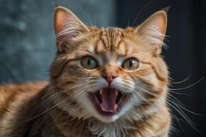 un' gatto con suo bocca Aperto e suo bocca Aperto foto