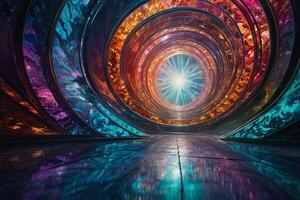 un' colorato tunnel con un' leggero splendente attraverso esso foto