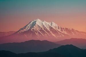 un' lago con montagne nel il sfondo a tramonto foto