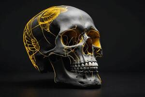 un' cranio con un' giallo leggero su esso foto