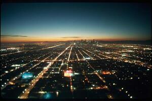 un aereo Visualizza di il città a notte foto