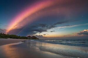 un' colorato tempesta è visto al di sopra di il oceano foto