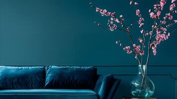 elegante floreale arredamento migliora tranquillo vivente camera ambiance foto