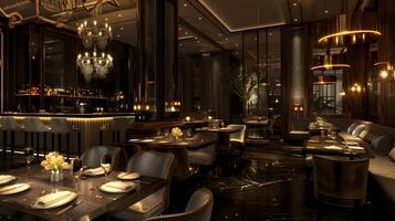 lussuoso e elegante cenare Esperienza a un esclusivo, di fascia alta ristorante con travolgente arredamento e intimo atmosfera foto