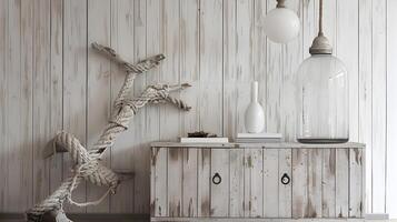 rustico di legno scaffalature unità con minimalista arredamento elementi foto