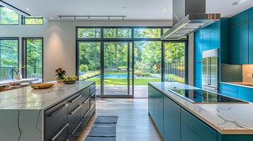 contemporaneo cucina con alzavola armadietti e rinfrescante piscina Visualizza foto