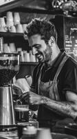 stile di vita Immagine sorridente barista a opera foto