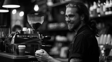 stile di vita Immagine sorridente barista a opera foto