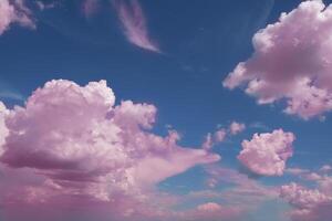 rosa sconfinato distesa di il cielo con cumulo nuvole e raggi di il sole, momenti di l'alba e tramonto foto